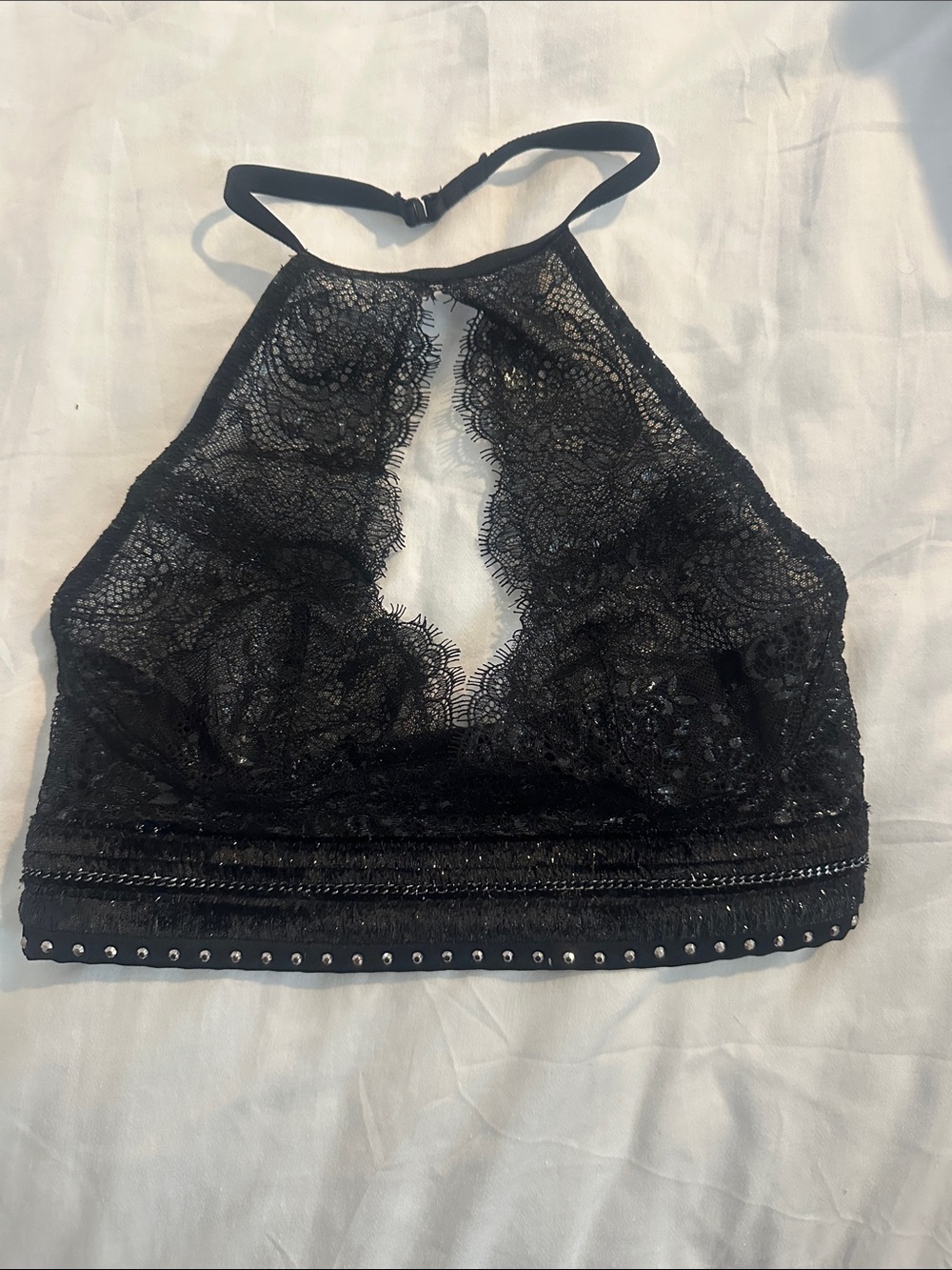Victoria's Secret Black Lace Bralette with Stud Accents